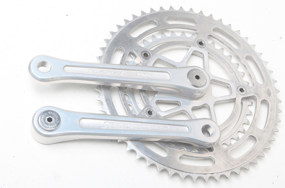 Pédalier complet, crankset STRONGLIGHT vélo vintage double
